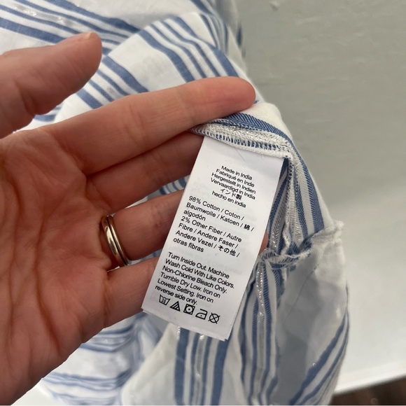 J. Crew Dress Women's XL Shimmer Striped Beach Tiered Beach Dress BY491 - Picture 5 of 7